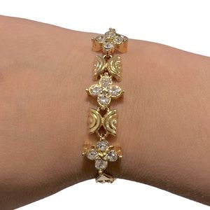 Vintage Gold Tone Bracelet with Rhinestones